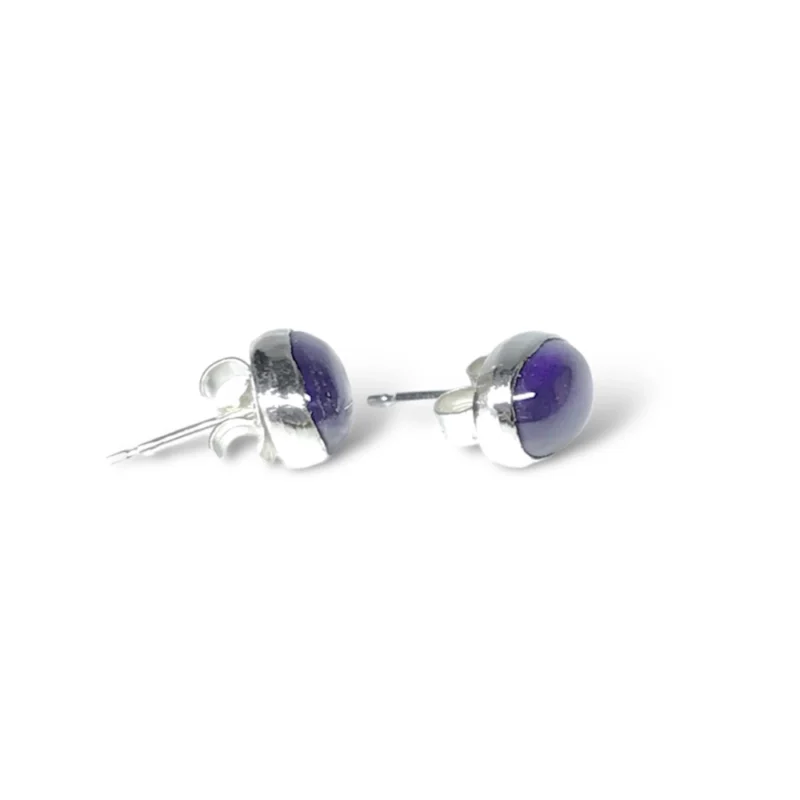 sterling silver and 8x6mm Amethyst earrings